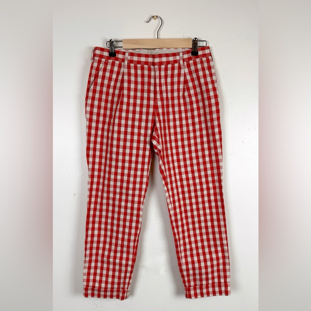 Uniqlo red and white checkered  gingham pants  size 4
